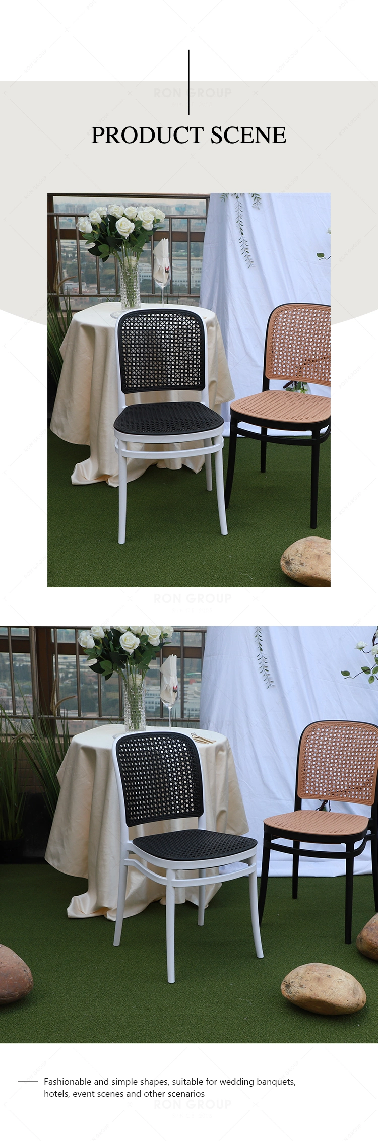Wholesale Dining Backrest Plastic PP Chair Restaurant Hotel Furniture High Quality Leisure Wedding Event