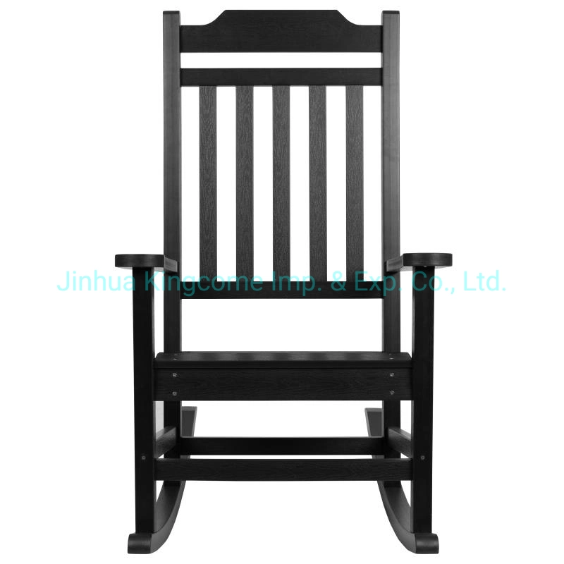 Modern Colorful Outdoor Polystyrene Plastic Wood Garden Place Patio Wooden Beach Rocking Chair in Black