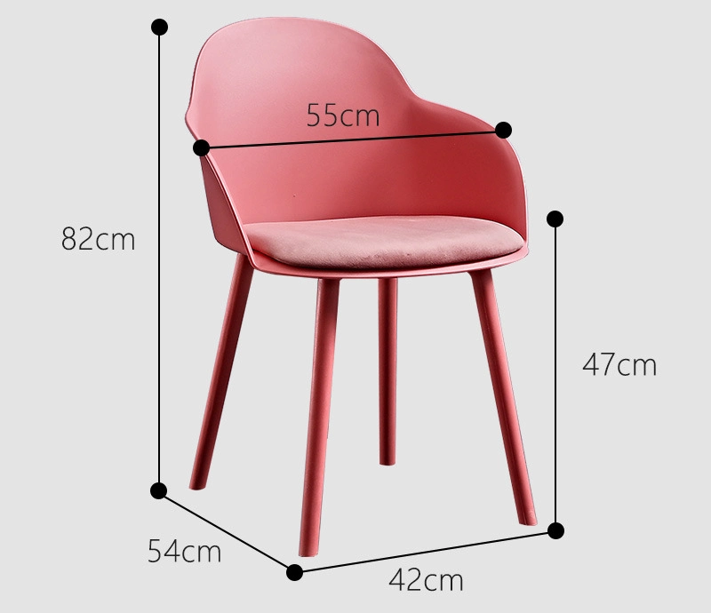 Plastic Chair with Velvet Cushion for Coffee Restaurant and Hotel