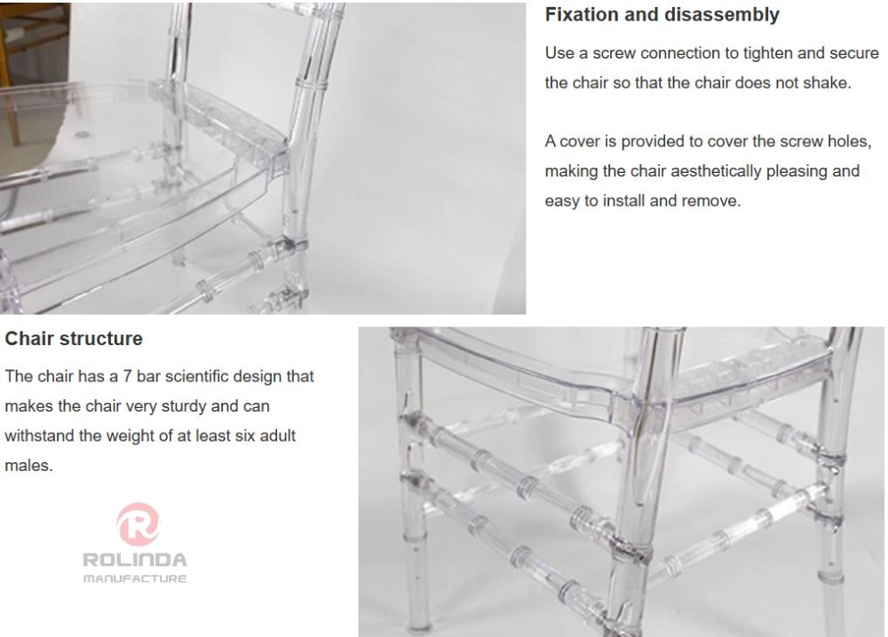 Hot Sale Clear Plastic Acrylic Resin Transparent Chiavari Wedding Chairs for Events Party