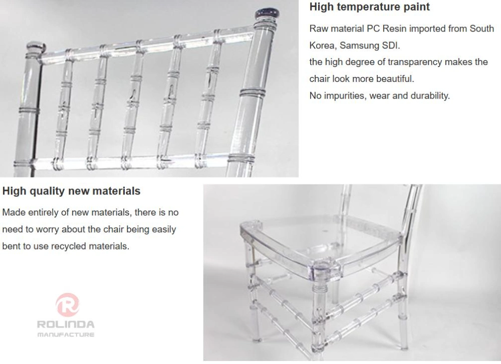 Hot Sale Clear Plastic Acrylic Resin Transparent Chiavari Wedding Chairs for Events Party