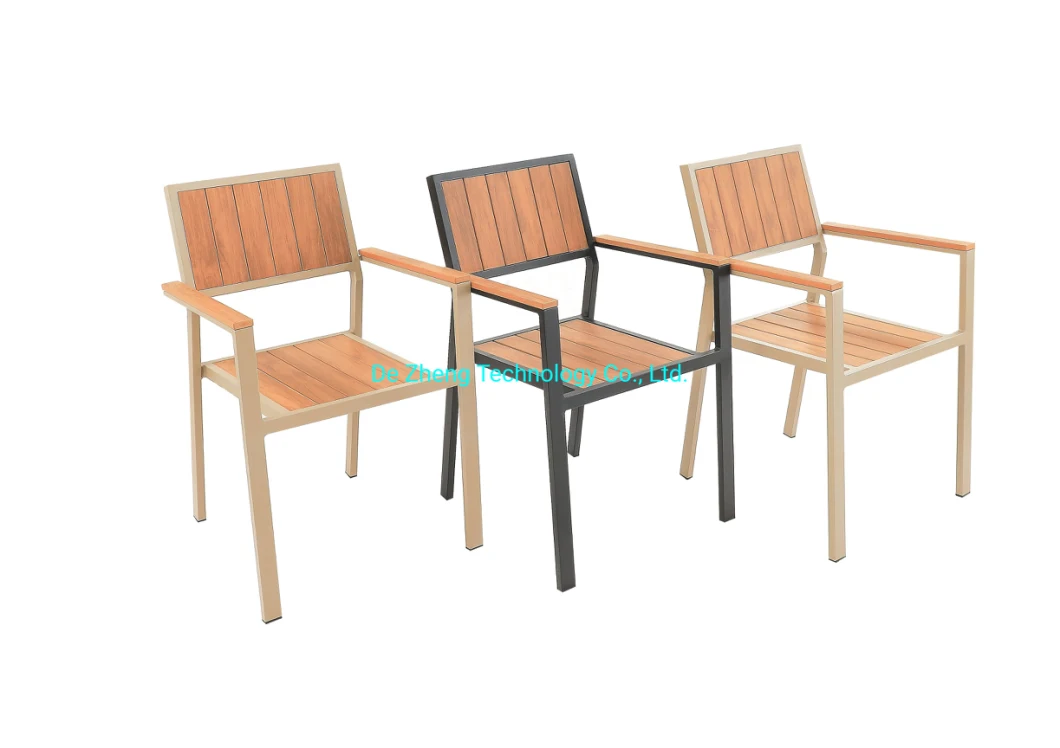 Garden Modern Leisure Dining Outdoor Coffee Shop Cafe Chair with Aluminum Plastic Wood