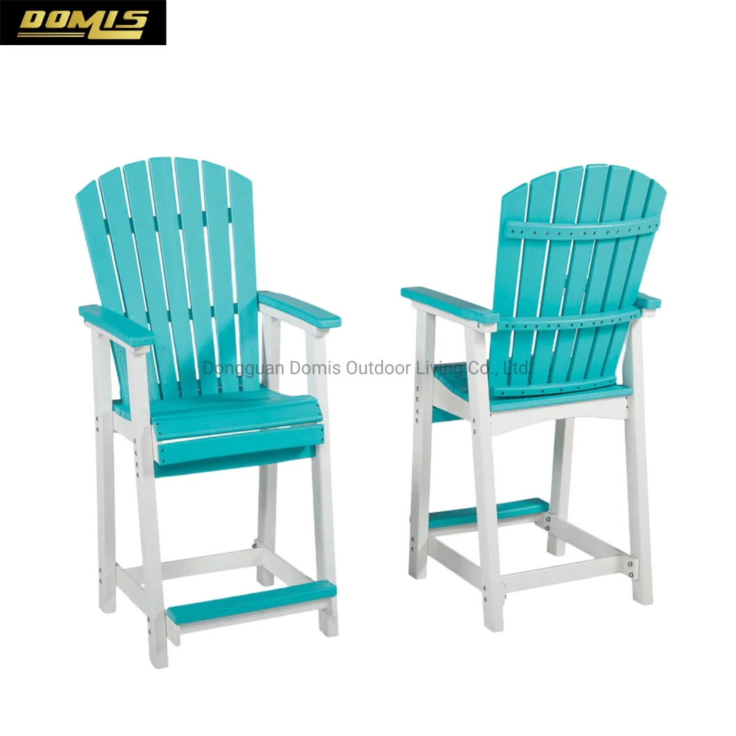 Turquoise and White Colors Outdoor Plastic Wood Adirondack Barstools