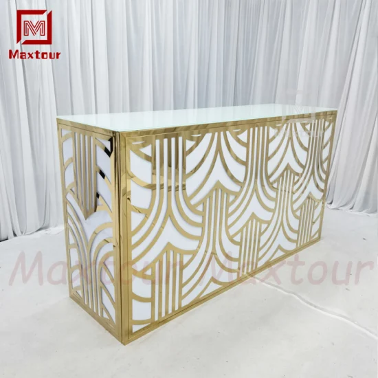 Plastic PVC Stainless Steel Pattern Unique Design Bar Counter Table Receiption Table for Hotel Hall