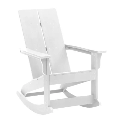 Modern Outdoor Furniture Polystyrene/Plastic Wood/PS Wood Rocking Chair Garden Patio Chair with Armrest in White