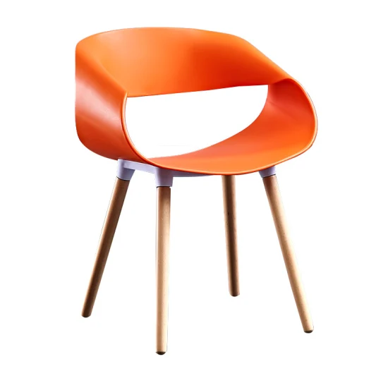 Plastic Hotel Coffee Restaurant Dining Fashion Chair with Wood Leg