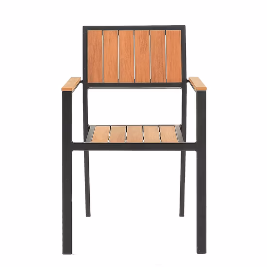 Garden Modern Leisure Dining Outdoor Coffee Shop Cafe Chair with Aluminum Plastic Wood